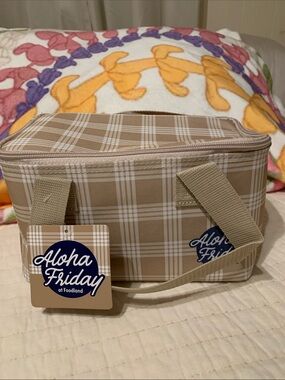 Aloha Friday Beige Palaka print cooler